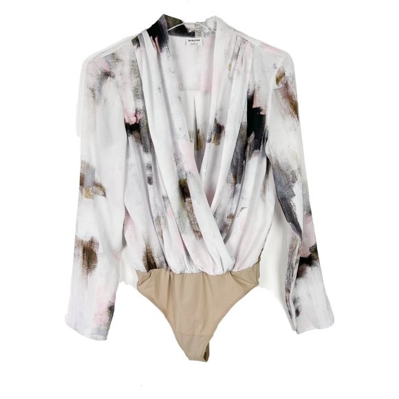Babaton Tops - Aritzia Babaton Ambrose Bodysuit Frost Pink Dream Wrap-front Size Small S I1396